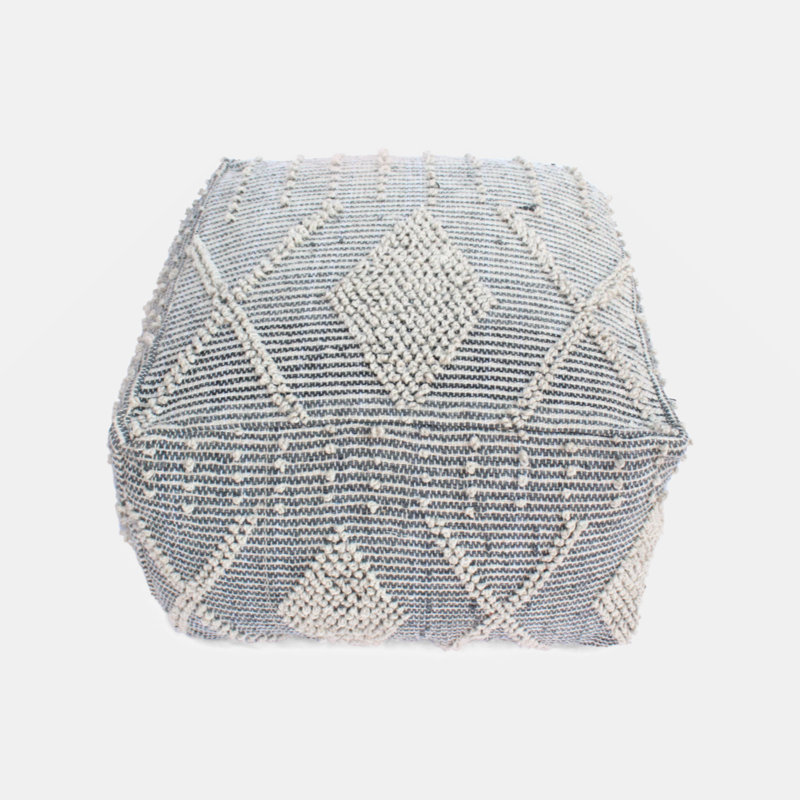 Jaede Upholstered Ottoman,Handcrafted Faux Yarn Pouf
