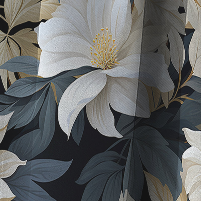 Motif botanique beige et gris J - motif floral - rideau occultant - 1 panneau, L 52 po x L 108 po