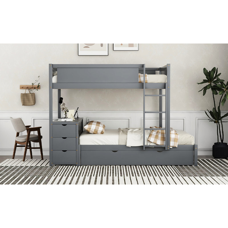 Lit superposé avec rangement et bureau, lit gigogne simple Sleep In Style, bureau, tactile