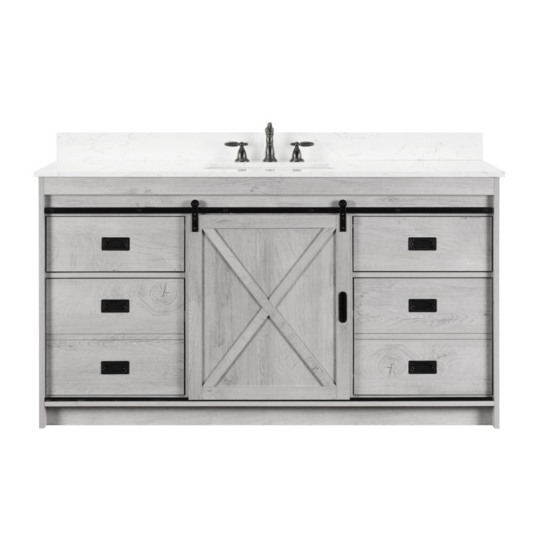 Jillian 60'' Single Bathroom Vanity with Engineered Stone Top