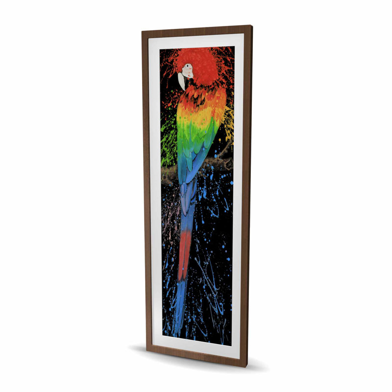 Rainbow Parrot - impression encadrée orange Pop Art pour la décoration intérieure, H 60 po x l 20 po
