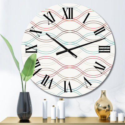 Vagues abstraites en couleurs rétro II - Horloge murale à motifs
