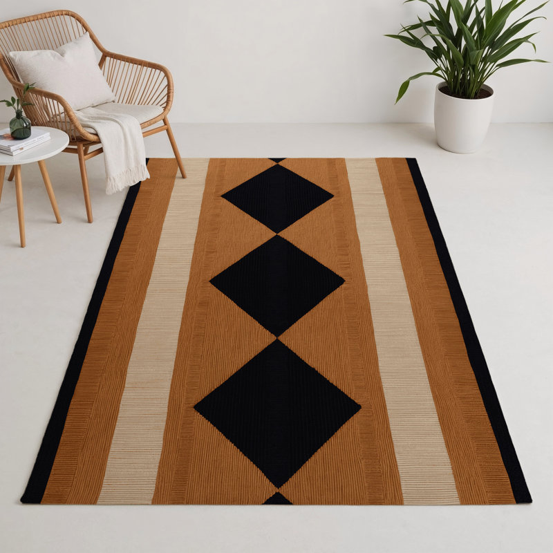 Tapis d'intérieur et d'extérieur à carreaux brun, Rectangulaire 3 pi x 5 pi