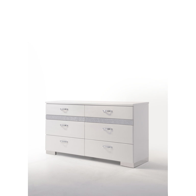 Commode double 8 tiroirs Shrout, Blanc