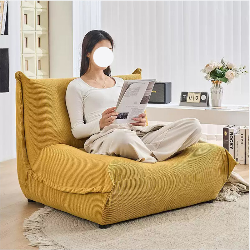 Canapé rétro minimaliste décontracté, Velours côtelé jaune