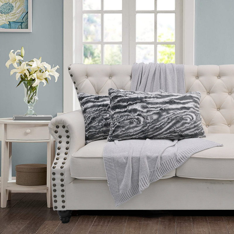 Housses de coussin en fausse fourrure, Kano, 14 po x 26 po