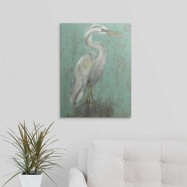 «Seaspray Heron I» par Jennifer Goldberger, reproduction d'art, H 36 po x l 27 po x P 1,5 po, Toile