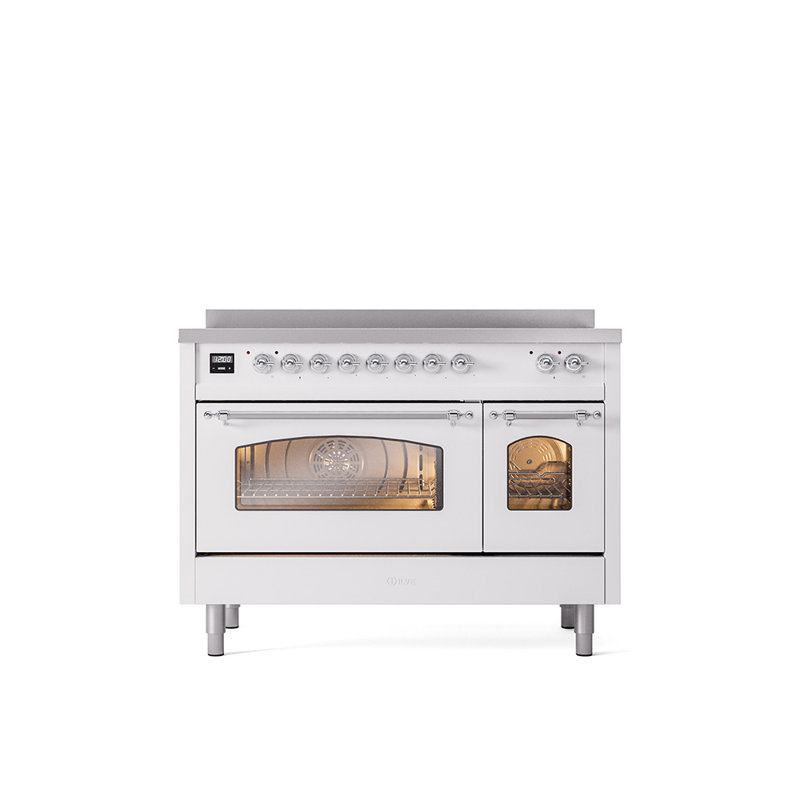ILVE Nostalgie II 48 in Induction Range, White/Chrome