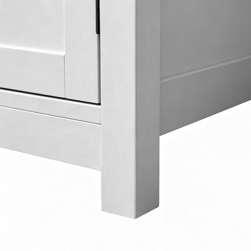 Buffet 30 po avec tiroirs et tablettes réglables, organisateur de porte de grange en grain de bois blanc pour cuisine, salle à manger, salon, vestibule, bar