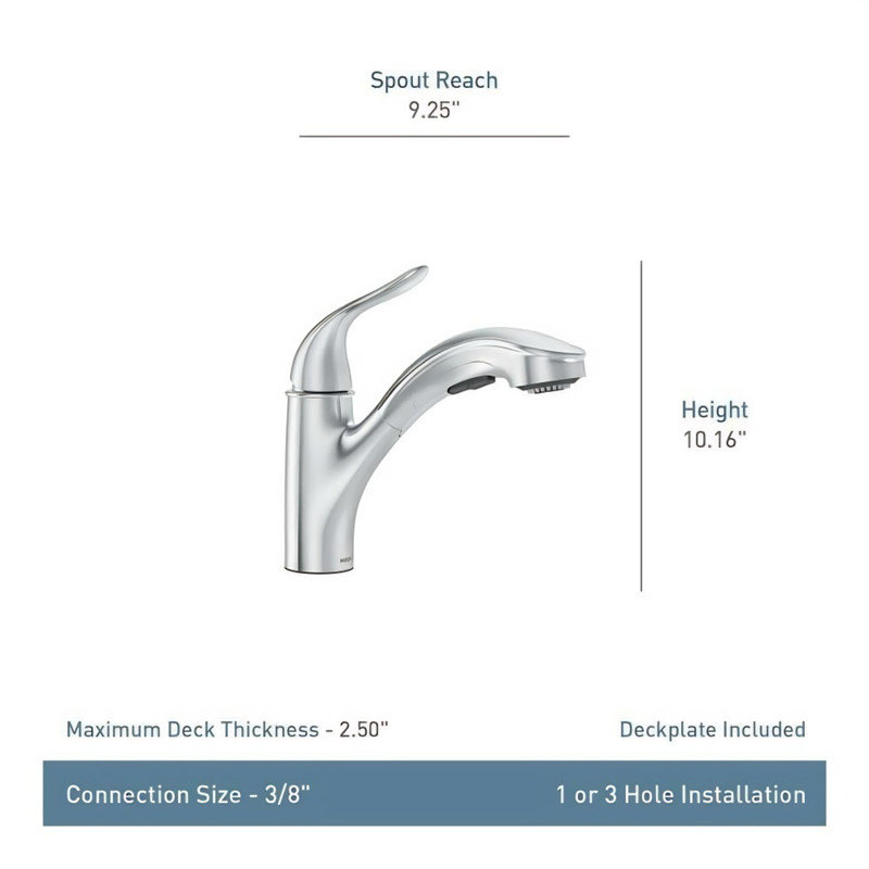 Moen Brecklyn Single-Handle Pull-Out Sprayer Kitchen Faucet with Power Clean in Spot Resist, Stainless Steel