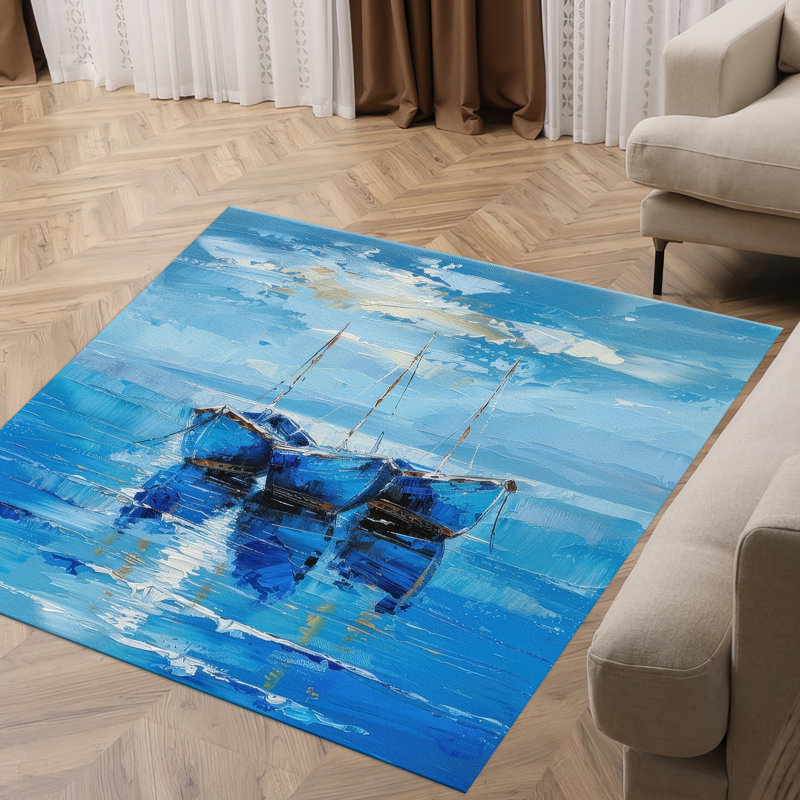 Soft Non-Woven Geometric Patterned Rug with Vibrant Hues for a Stylish Update to Your Living Room or Bedroom Decor