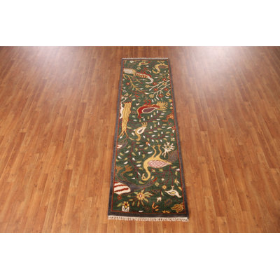 Animals Green Ziegler Indian Runner Rug 3x8