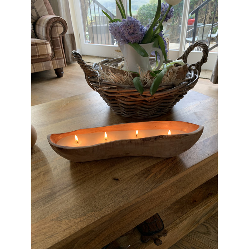 Fresh Scented Novelty Candle with Solid Wood Holder, 6.6cm H x 35cm W x 8cm D