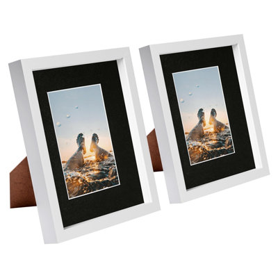 Nicola Spring - 8" x 10" White 3D Box Photo Frames - 4" x 6" Mount - Black
