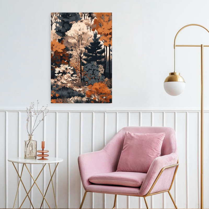 Art contemporain, paysage de forêt abstrait, H 24 po x l 16 po