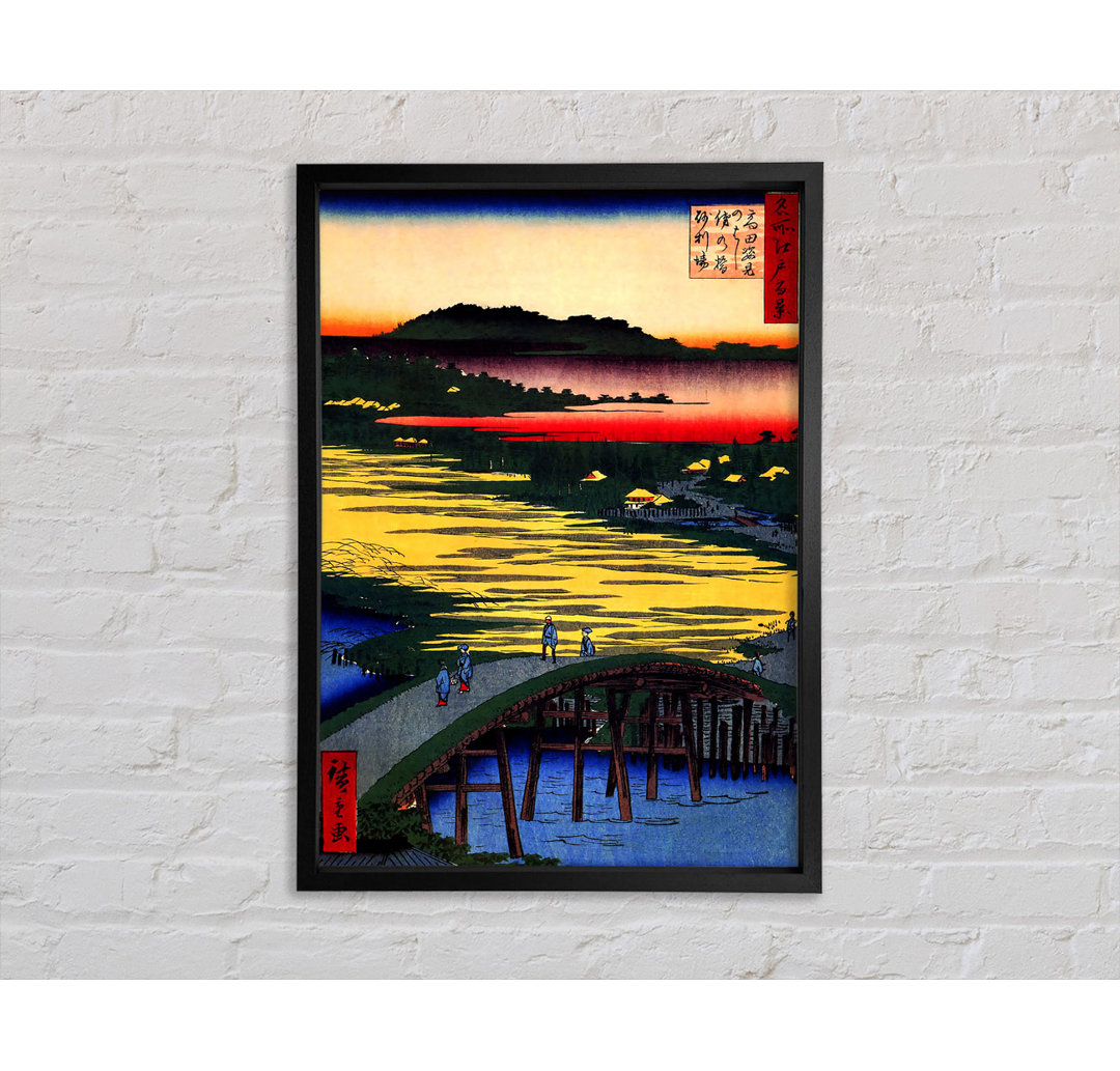 Sugatami-Brücke von Hiroshige - Einzelner Bilderrahmen Kunstdrucke auf Leinwand