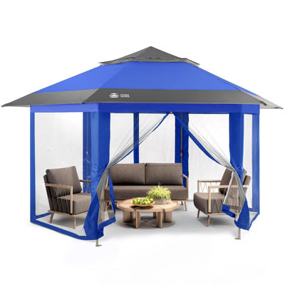 12 pi. L 12 pi. D Pavillon de jardin d'extérieur en métal avec moustiquaires
