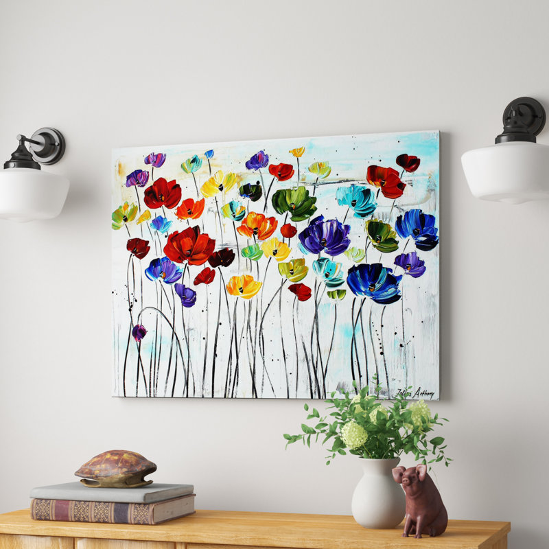 « Lilies » par Jolina Anthony, peinture, H 24 po x l 32 po x P 1 po, Toile tendue