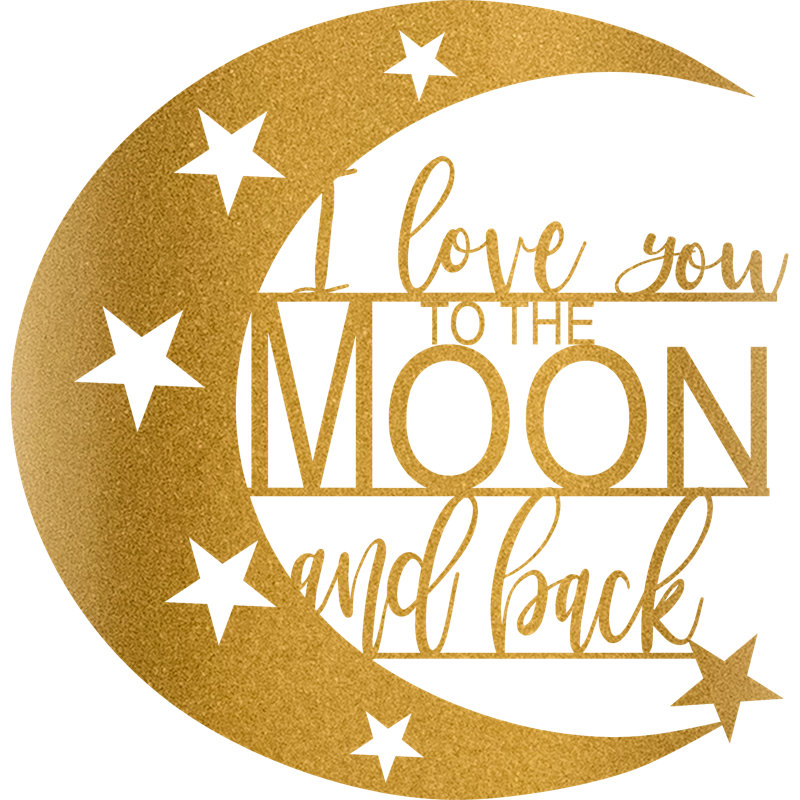 I Love You To The Moon And Back Wall Décor, Copper, 18" H x 18" W x 0.06" D