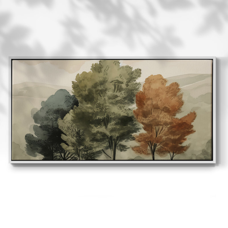 Paysage, série CC-XXII, toile tendue avec châssis, prête à être accrochée, H 21 po x l 41 po, Blanc