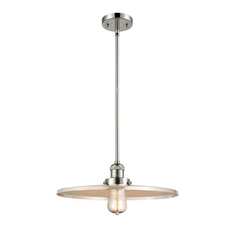 Luminaire suspendu conique à 1 lumière Rouvin, Chrome poli, H 5,38 po x l 16 po x P 16 po, Chrome poli