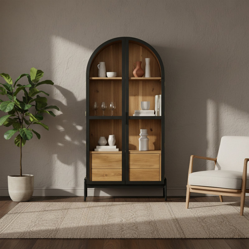 Peko 2-Door Display Cabinet, Brown, Black