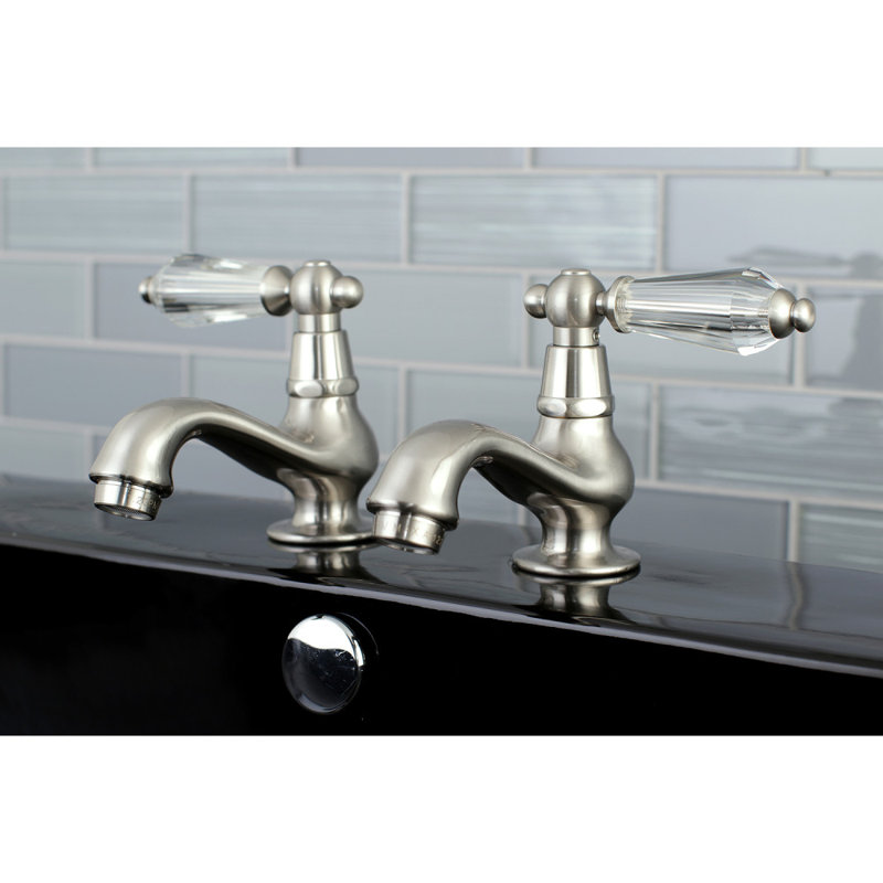 Kingston Brass Wilshire Two-Handle Deck Mount Basin Tap Faucet, Brushed Nickel