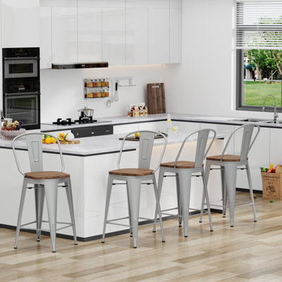 Cliburn Swivel Counter Stool with Metal Frame
