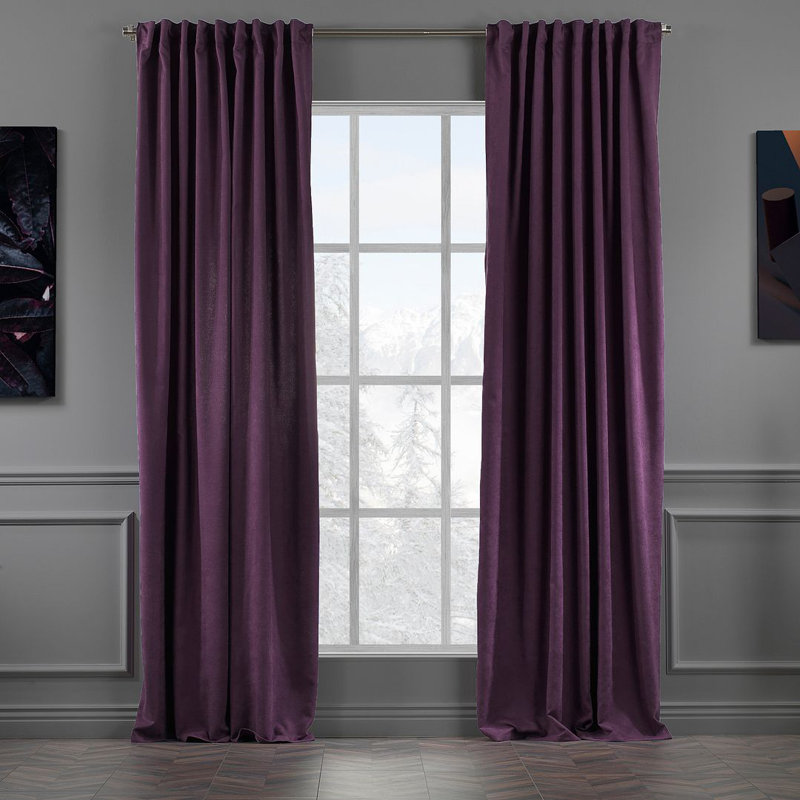 Blackout Thermal with Liner Extra Long & Extra Wide Decorative Curtain Single Panel, 140cm Width x 145cm Drop, Purple