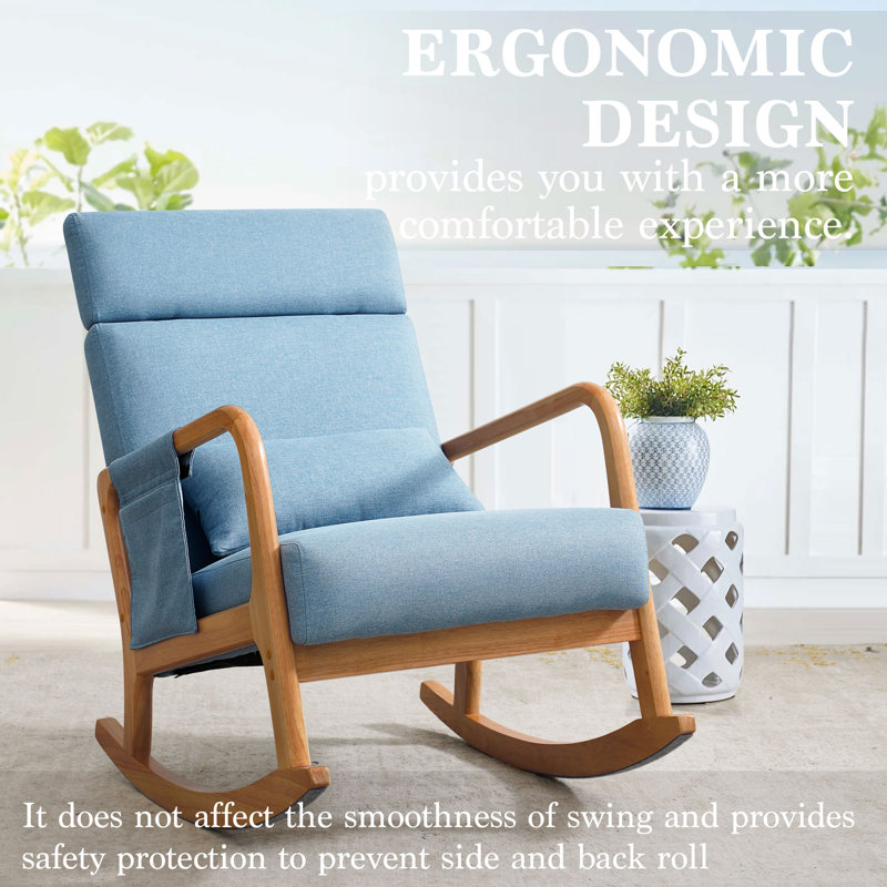 George Oliver Julissa Patio Rocking Chair, Solid Wood Rocker with ...