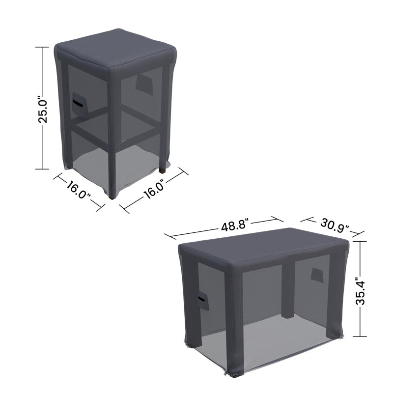  Ensemble de salle à manger d'extérieur pour table rectangulaire et tabourets pour 4 personnes avec coussins Crosson, polyester hydrofuge résistant aux rayons UV
