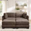 Canapé d'angle modulaire en chenille, 2 poufs amovibles, mousse haute densité, montage facile-14394265-14394264