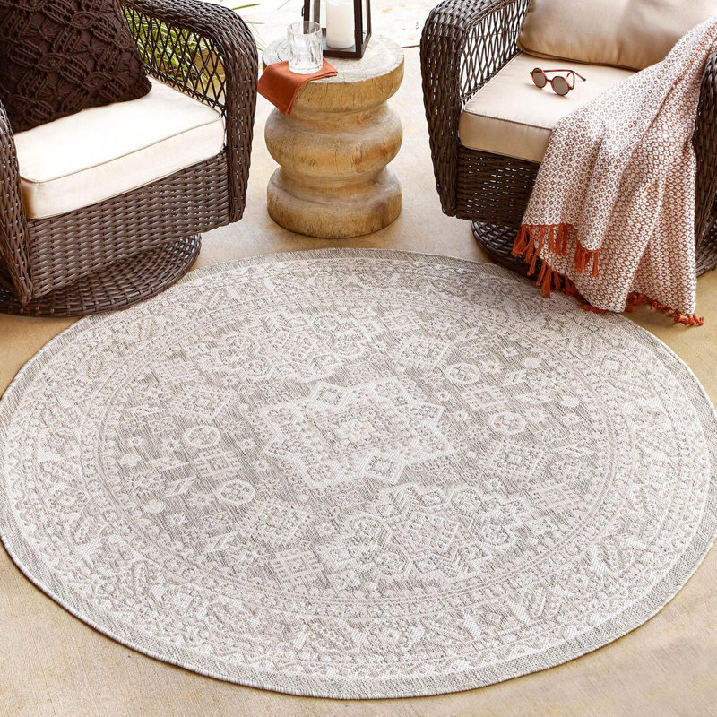 Danera Geometric Indoor / Outdoor Rug, Round 13'
