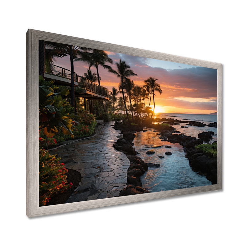 Maui Tropical Dreamscape I, reproduction d'art sur toile, H 16 po x l 32 po x P 1 po, Cadre photo argenté