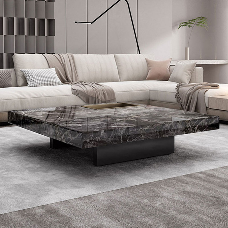 Table basse carrée en acier inoxydable, H 11,81 po x L 47,24 po x l 47,24 po