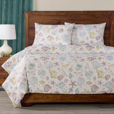 Seashell Coastal Print Duvet Cover Set