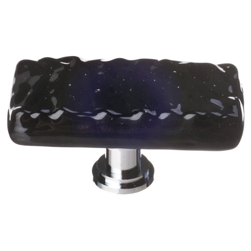 Poignée de meuble en verre Glacier, Noir / chrome poli