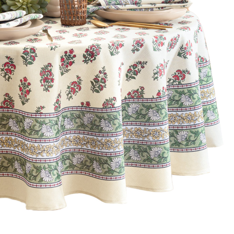 Nomad Holiday Block Print 60"X84" Oval Tablecloth