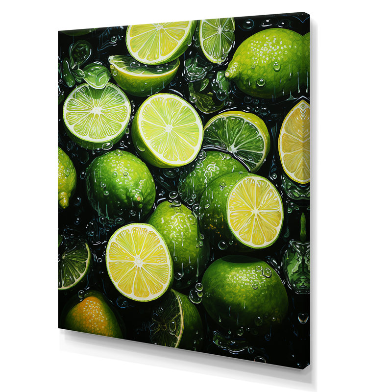 «Green Neon», agrume citron vert, art mural fruits, H 44 po x l 34 po x P 1,5 po