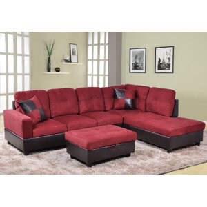 Beeson 103.5" Wide Microfiber/Microsuede Sofa & Chaise with Ottoman