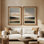 «Moody Lake Reflection Landscape Soft Neutral Horizon», ensemble de 2 reproductions d'art encadrées de qualité supérieure sur papier, 26 po x 36 po