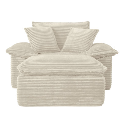 Khalif Corduroy Chaise Lounge Sofa–No Assembly Lounge Sleeper Couch