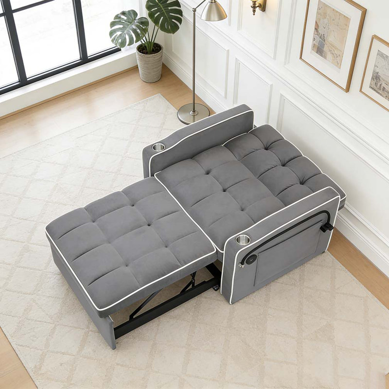 1 canapé-lit pliable polyvalent en 3 longueurs, Gris foncé