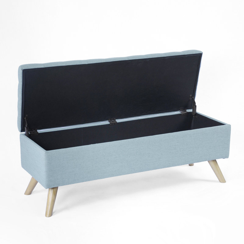Ataru Polyester Upholstered Storage Bench, French Blue Woven