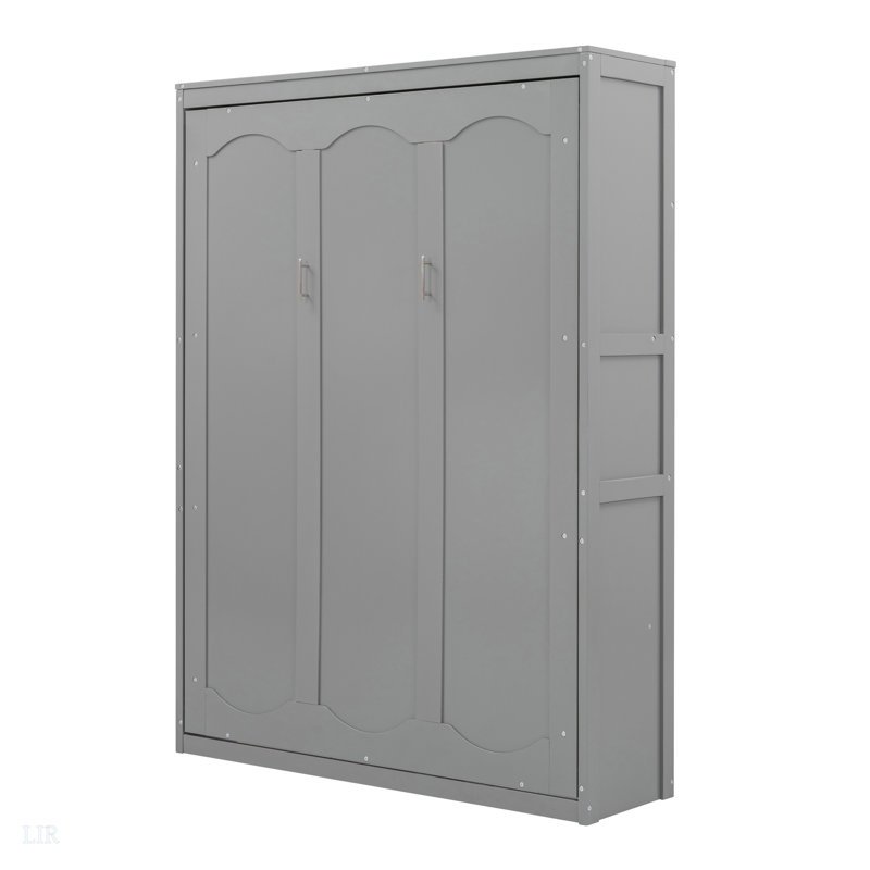 Lit escamotable mural Murphy avec tablettes, cadre de lit, gris