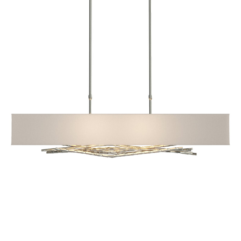 Brindille 4 - Light Kitchen Island Rectangle Pendant, Sterling, Flax