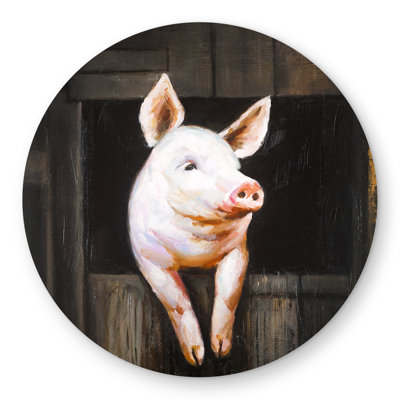Smiling Pig - Animals Farmhouse Round Outdoor Area Rug