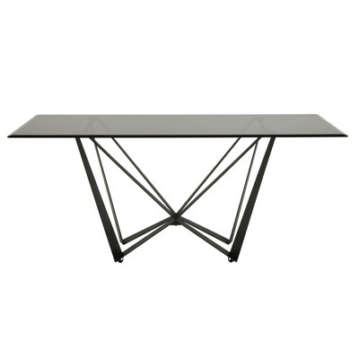 Salvado 69" Black Metal Gray Glass 6-Person Dining Table