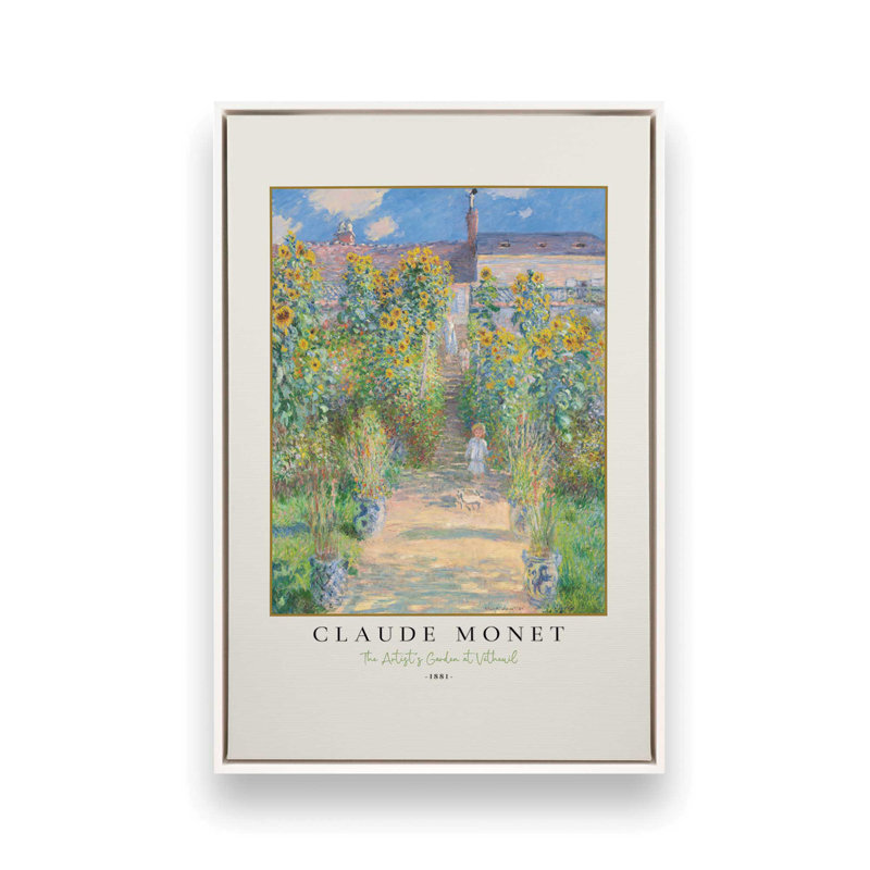Le jardin de l'artiste par Monet, H 30,75 po x l 20,75 po, Cadre flottant blanc opaque