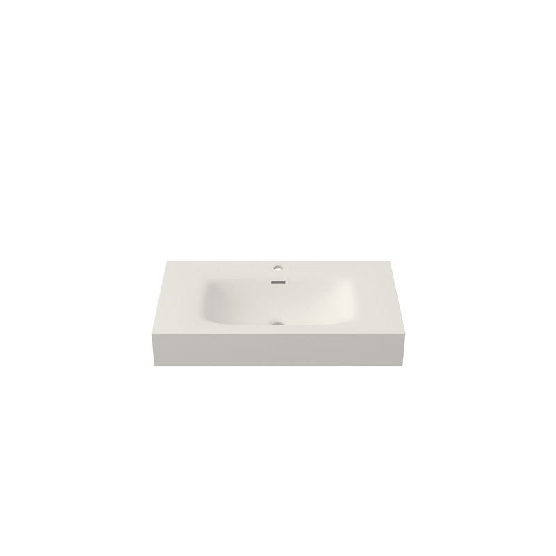 Lavabo de salle de bain en résine solide de couleur pierre - blanc mat, 33,18 lb, 32,22 po de profondeur, 18,49 po de largeur, 5,13 po de hauteur sans bords, utilisation confortable, lavabo polyvalent compatible avec